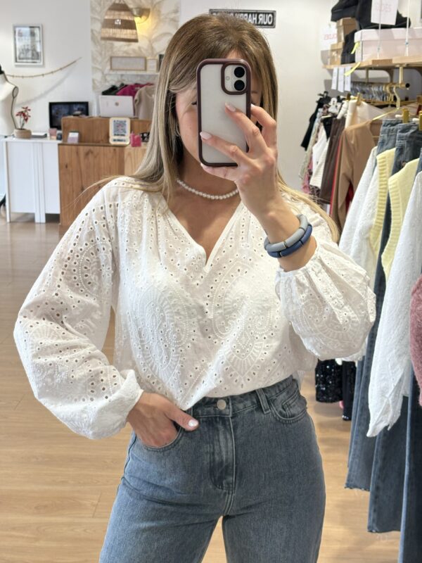 Chemisier broderie blanc