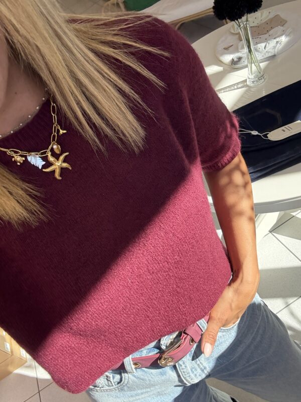 Pull maille bordeaux – Image 3