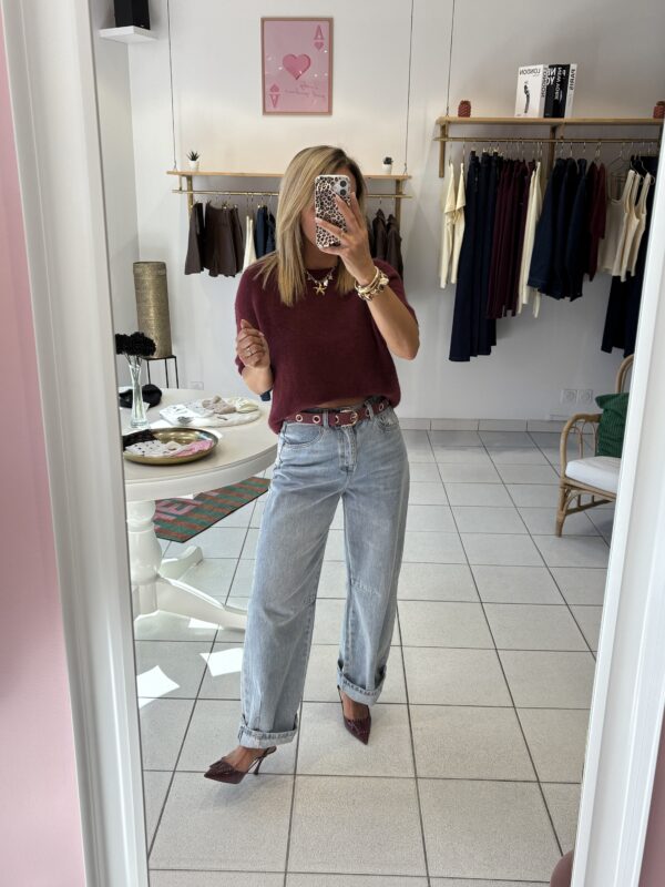 Pull maille bordeaux – Image 2